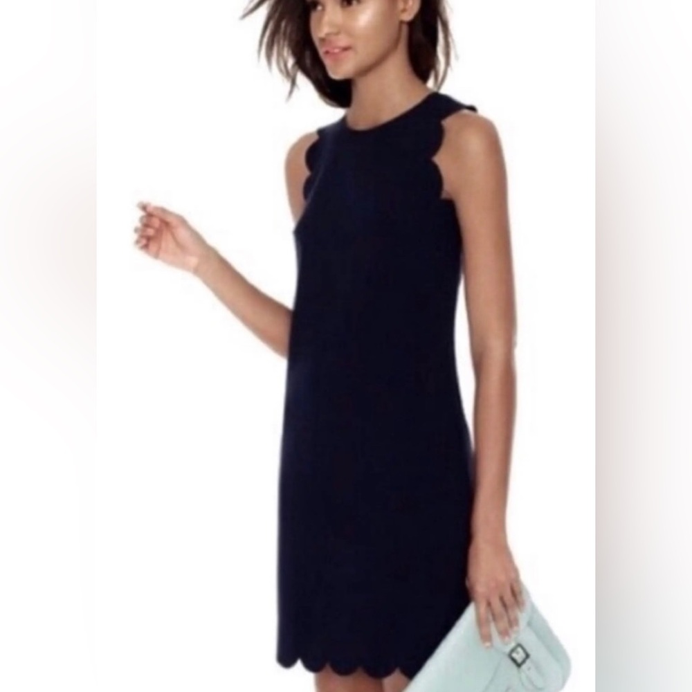 J. Crew Black Scalloped Mini Dress